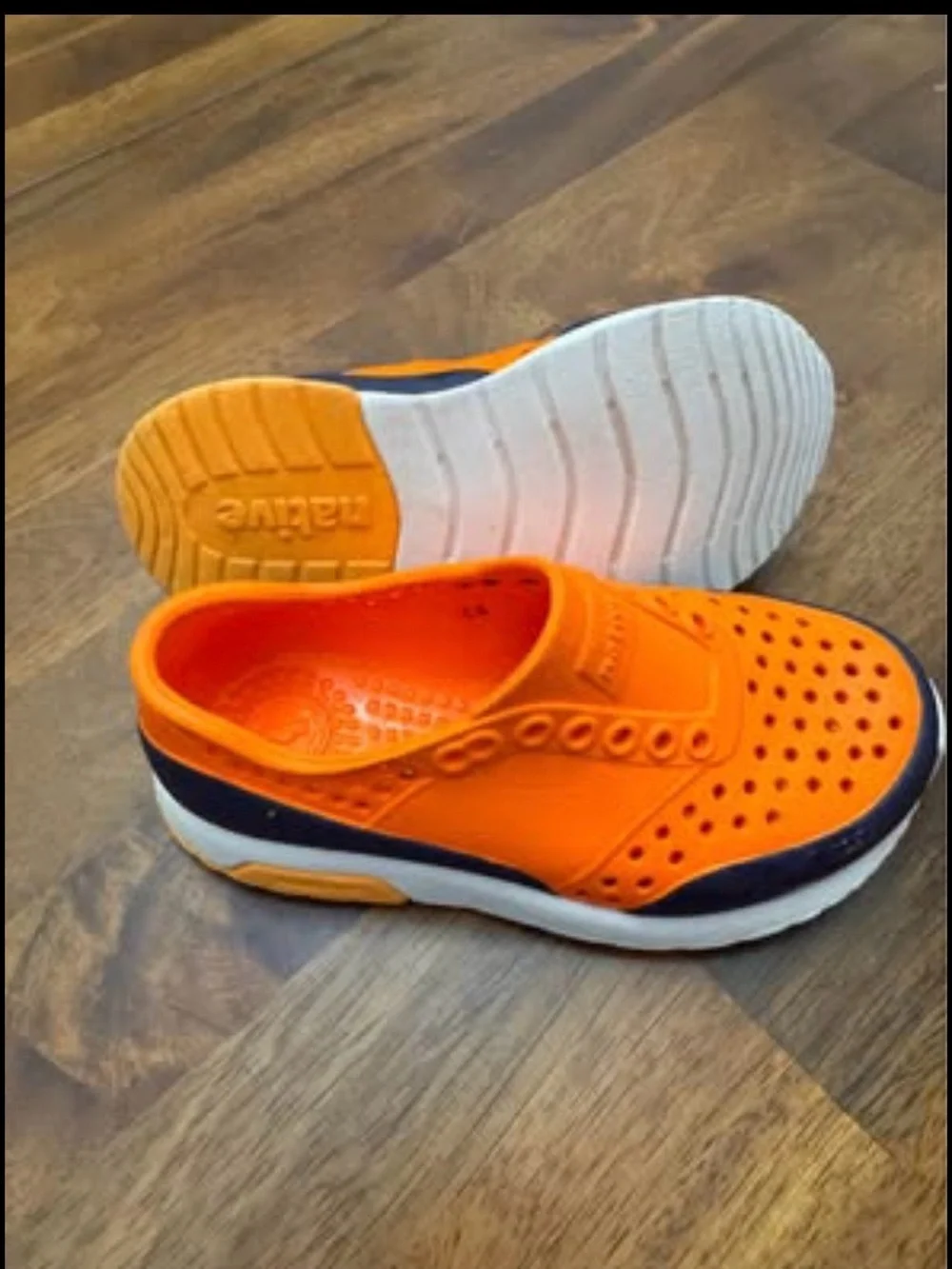 Native Kids Orange and Navy Slip-On Water Shoes